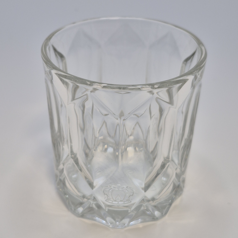 Crown Royal Diamond Cut Whiskey Glass Tumbler Cathedral on the Rocks Single 8oz.